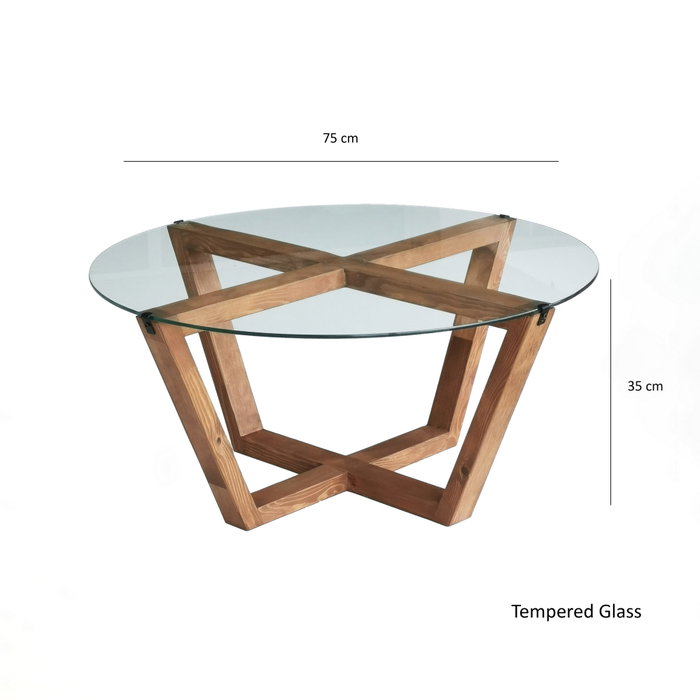 Hanah Home Mesa de Centro Lotus con Cristal Templado y Madera Hanah Home Mesa de Centro Lotus con Cristal Templado y Madera